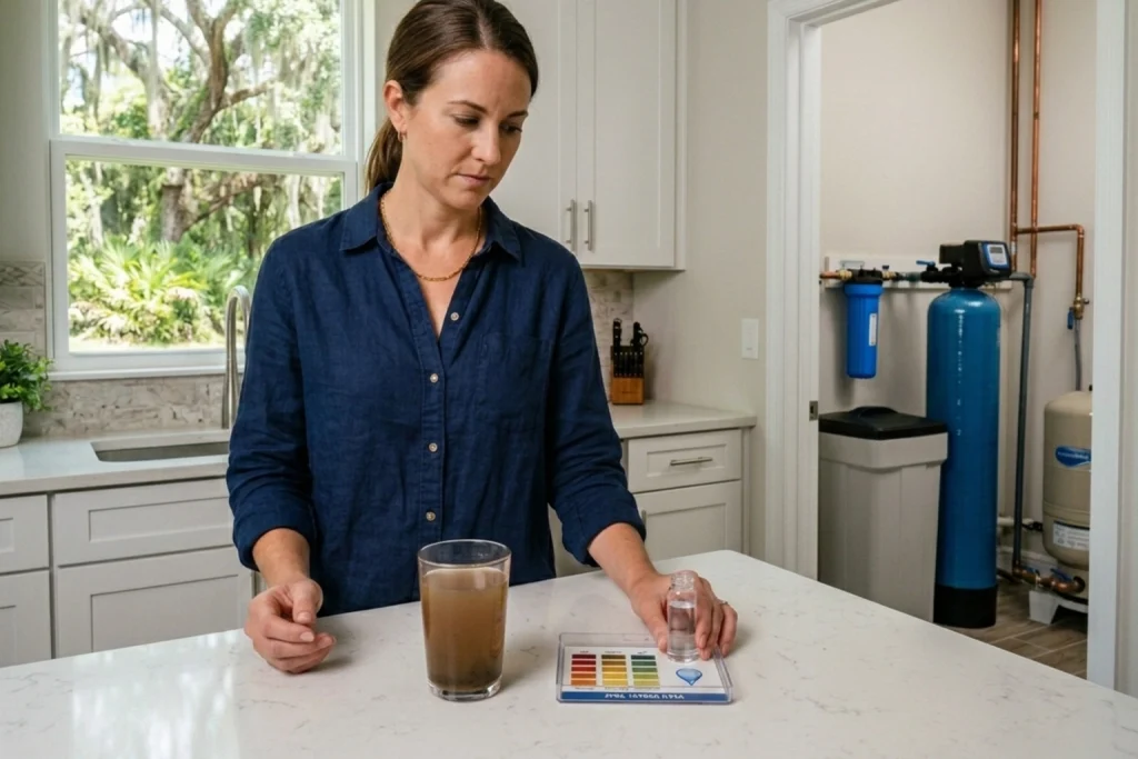 Homeowner choosing the right well water treatment system